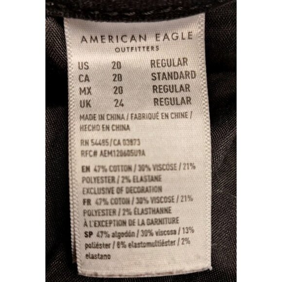 American Eagle Womens Black Size 20 Ne(x)t Level Stretch Jeans 40x30 Curvy - Picture 6 of 7